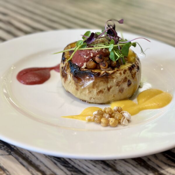 350g GRILLED PUMPKIN FILLED WITH FRIED CHICKPEA AND BEETROOT